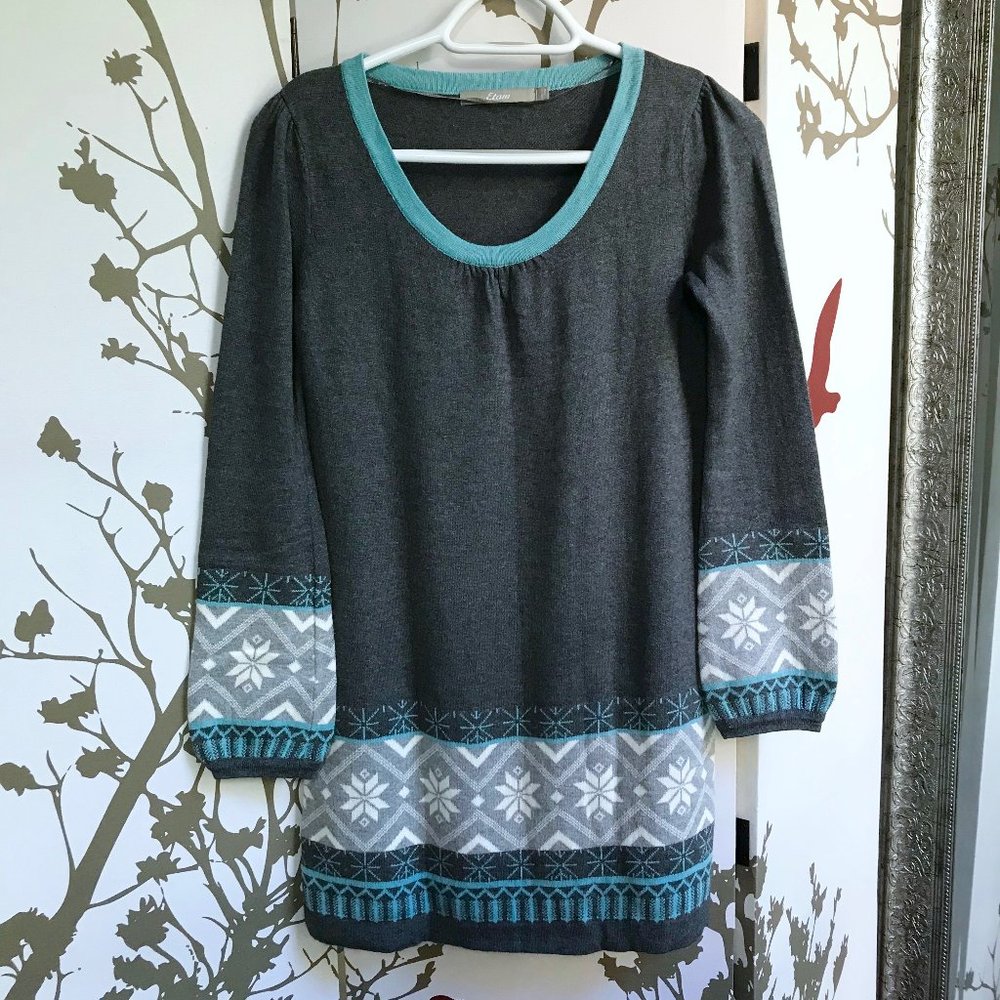 NEW Etam La Neige Snowflake Balloon Sleeve Sweater Dress